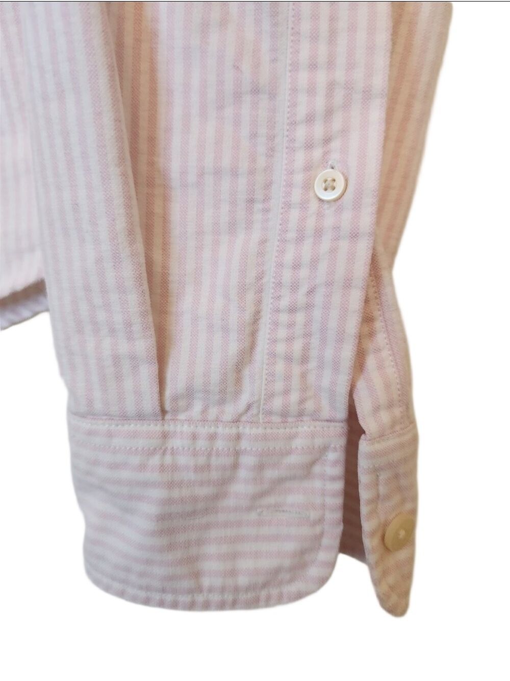Abercrombie & Fitch Men's M Pink White Striped Oxford Muscle Button Down Shirt - Picture 5 of 11